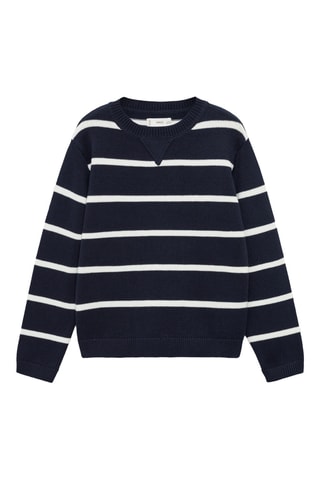 Pull-over en maille à rayures - Bleu marine