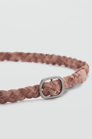 Ceinture en cuir tressée - Rose pâle