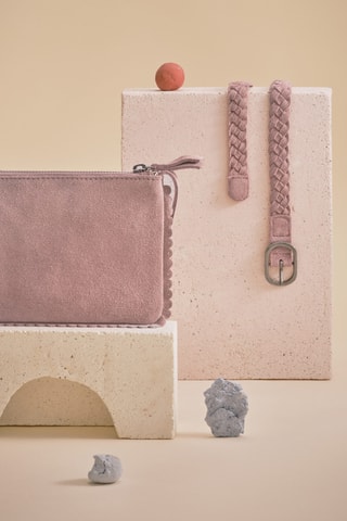 Ceinture en cuir tressée - Rose pâle