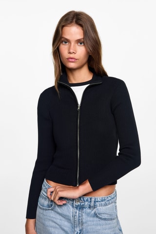 Cardigan maille fermeture Éclair - Bleu marine