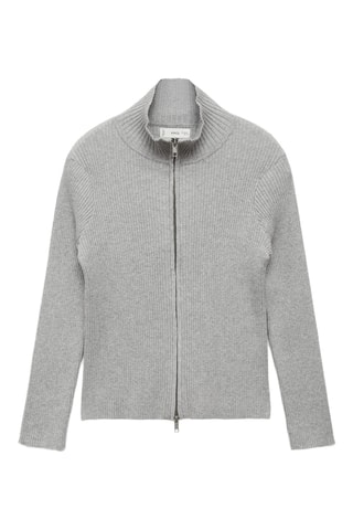 Cardigan maille fermeture Éclair - Gris