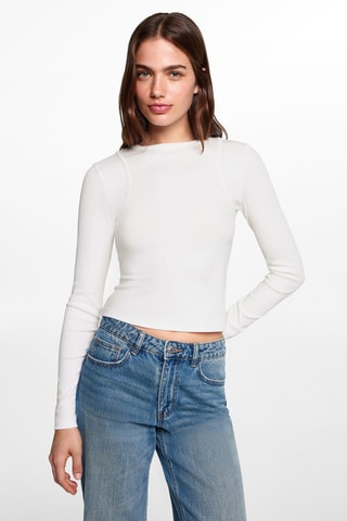 T-shirt with seam detail - Blanc cassé