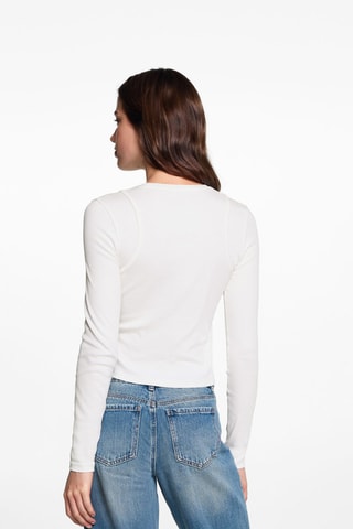 T-shirt with seam detail - Blanc cassé