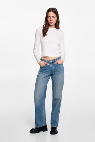 T-shirt with seam detail - Blanc cassé
