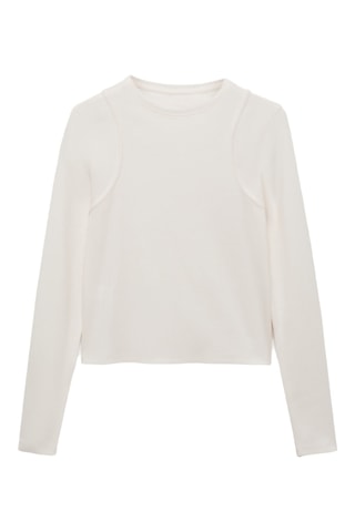 T-shirt with seam detail - Blanc cassé