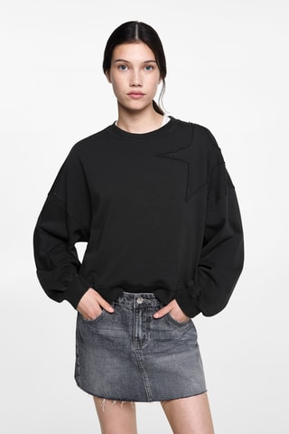 Sweat-shirt étoiles brodées - Anthracite