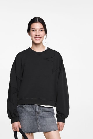 Sweat-shirt étoiles brodées - Anthracite