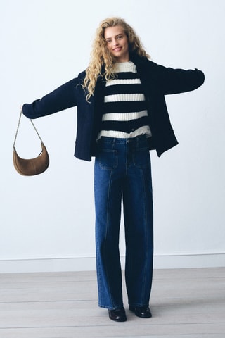 Jean Wideleg coutures décoratives - Bleu marine
