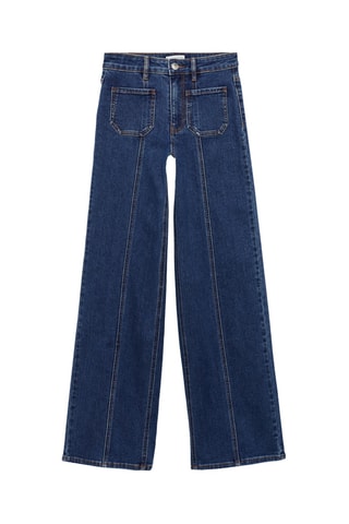 Jean Wideleg coutures décoratives - Bleu marine
