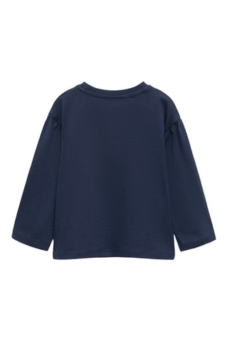 T-shirt imprimé détails brodés - Bleu marine