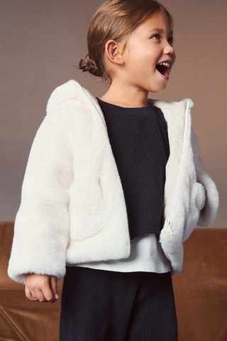 Manteau fausse fourrure - Blanc