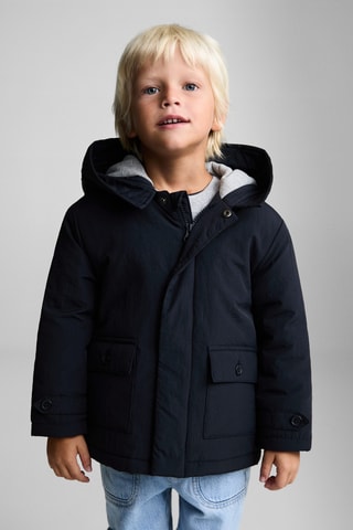 Anorak capuche poches - Bleu marine