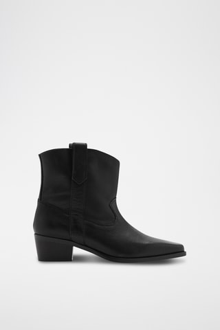 Bottines cuir cowboy - Noir