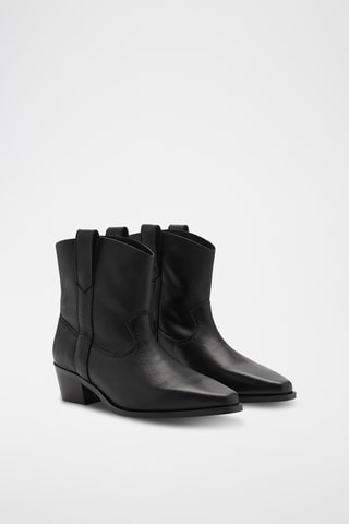 Bottines cuir cowboy - Noir