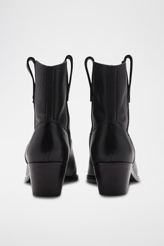 Bottines cuir cowboy - Noir