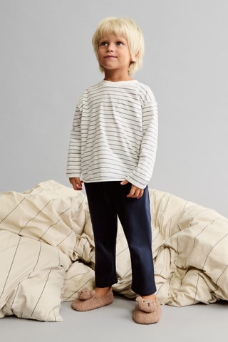 Pyjama long à rayures - Blanc cassé