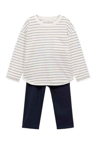 Pyjama long à rayures - Blanc cassé