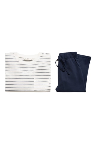 Pyjama long à rayures - Blanc cassé