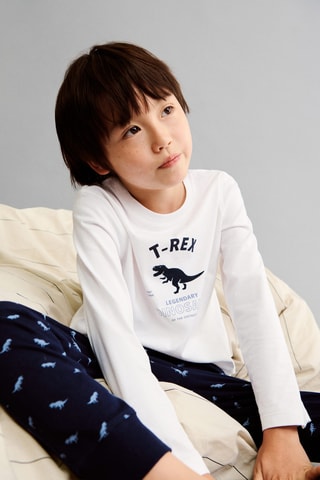 Pyjama long en coton - Bleu marine