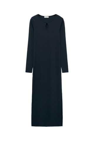 Robe midi col forme goutte d'eau - Bleu marine