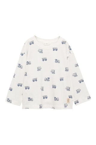 T-shirt en coton imprimé - Blanc cassé