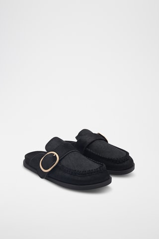 Sabots cuir boucle - Noir