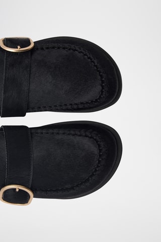 Sabots cuir boucle - Noir