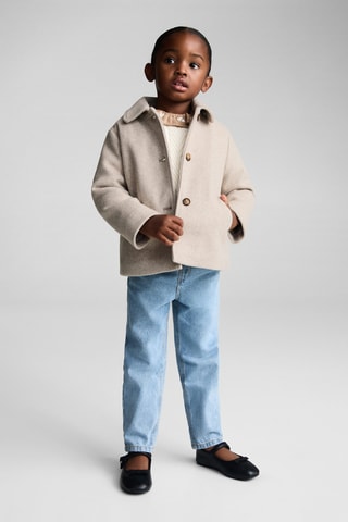 Manteau court drap de laine - Écru