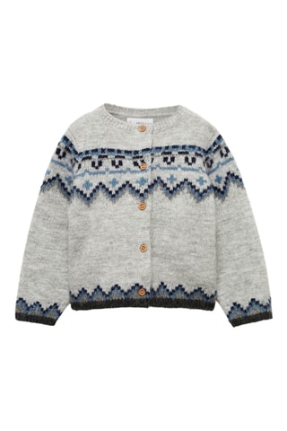 Cardigan maille jacquard - Gris chiné