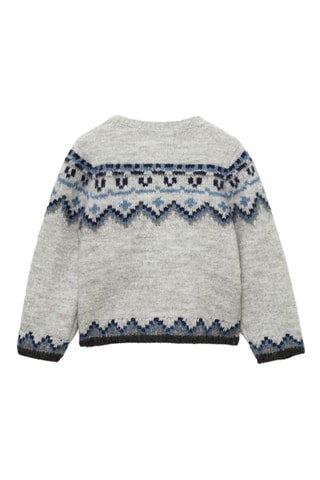 Cardigan maille jacquard - Gris chiné