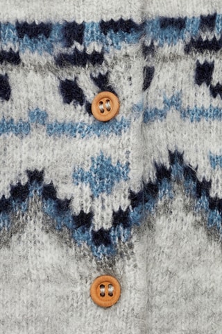 Cardigan maille jacquard - Gris chiné