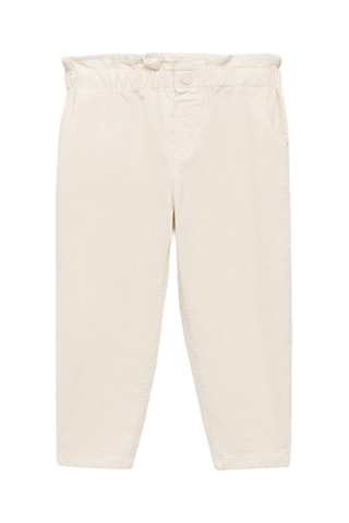 Pantalon velours côtelé paper bag - Écru