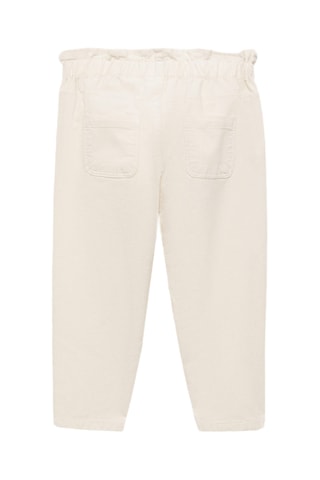Pantalon velours côtelé paper bag - Écru