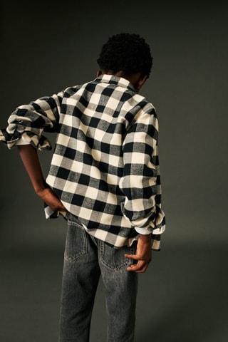 Chemise à carreaux en coton - Noir