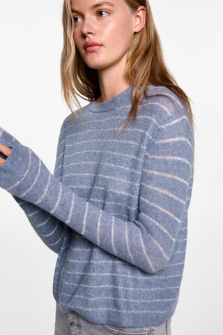 Pull-over à rayures lurex - Bleu