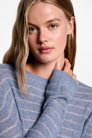 Pull-over à rayures lurex - Bleu