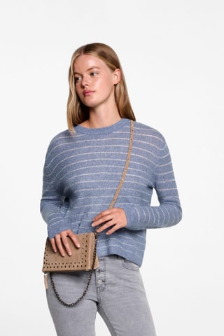 Pull-over à rayures lurex - Bleu