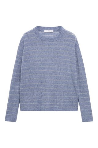 Pull-over à rayures lurex - Bleu