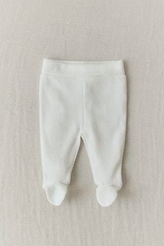 Pantalon à pieds coton texturé - Blanc cassé