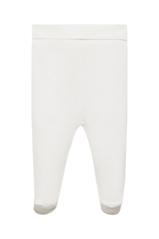Pantalon à pieds coton texturé - Blanc cassé