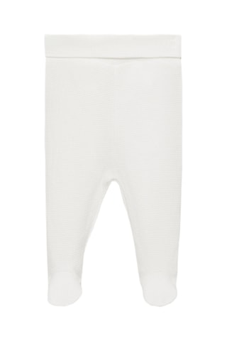 Pantalon à pieds coton texturé - Blanc cassé
