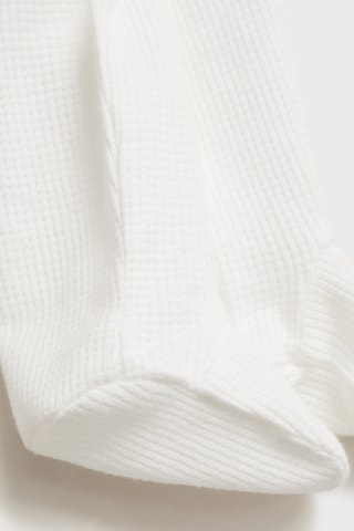 Pantalon à pieds coton texturé - Blanc cassé