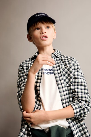 Chemise à carreaux en coton - Écru