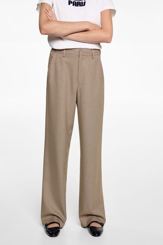 Pantalon de costume en pied-de-poule - Beige