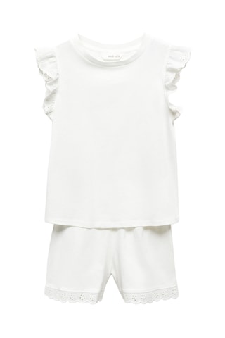 Pyjama coton volants - Blanc cassé