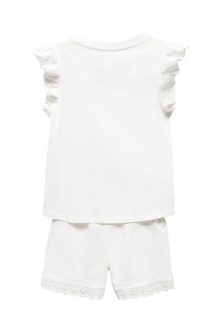 Pyjama coton volants - Blanc cassé