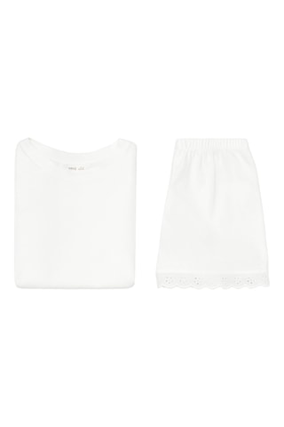 Pyjama coton volants - Blanc cassé