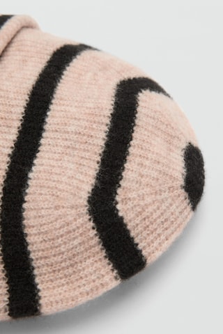 Bonnet en maille à rayures - Sable