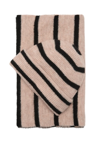Bonnet en maille à rayures - Sable