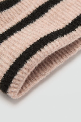Bonnet en maille à rayures - Sable